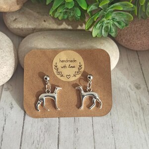 Boucles d'oreilles pendantes avec lévrier, boucles d'oreilles avec galgo. image 2