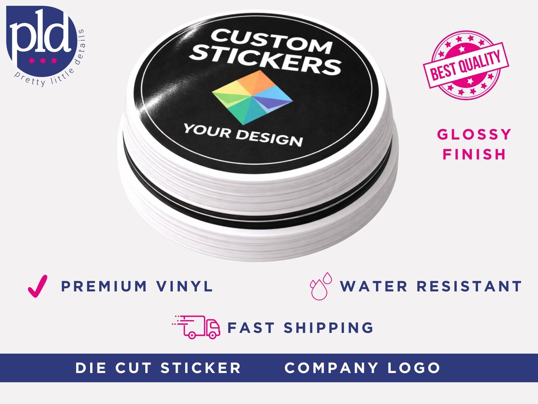 Custom Logo Stickers, Glossy Vinyl Die Cut Decals, Water Resistant - Etsy