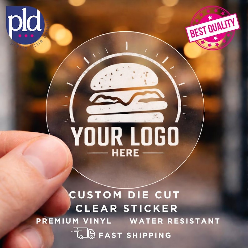 Custom Clear Vinyl Stickers, Personalized Logo Decals, Water Resistant ...