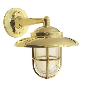 Solid Brass Hooded Wall Light (Interior / Exterior / 10+ Finishes)
