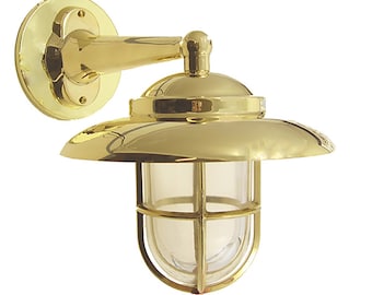 Solid Brass Hooded Wall Light (Interior / Exterior / 10+ Finishes)
