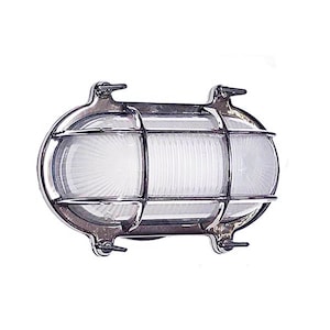 Small Oval Cage Bulkhead Sconce (UL Listed / Solid Brass, Indoor / Outdoor)