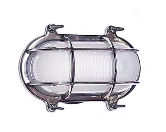 Small Oval Cage Bulkhead Sconce (UL Listed / Solid Brass, Indoor / Outdoor)