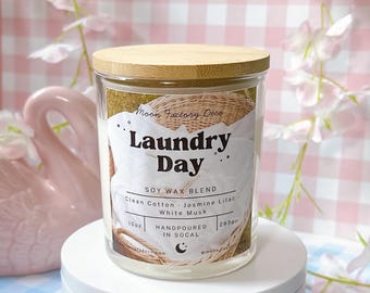 Laundry Day Soy Candle | Clean Cotton Linen Scent | Cozy Minimal Home Candle | Hand Poured Spring Candle
