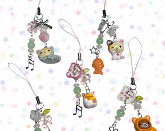 Cute kuma kitty keychain kawaii phone / bag charm y2k charm digicam accessory trinket