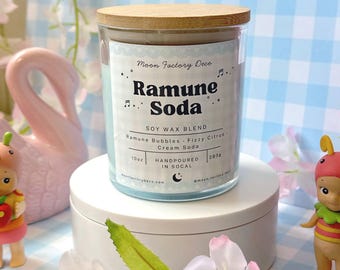 Ramune Soda Scented Candle | Japanese Soda Candle | Sweet Citrus Fragrance | Anime Candle Gift | Kawaii Home Decor | otaku gift