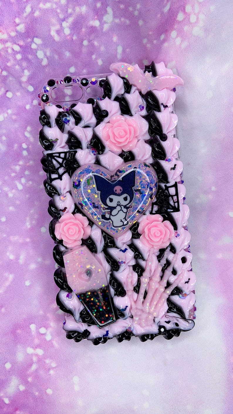 Kuromi iPhone custom decoden phone case kawaii pastel goth Etsy
