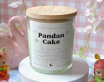 Pandan Cake Soy Candle | Sweet Coconut Vanilla Dessert Scent | Cute Bakery Candle | Hand Poured Cozy Candle | kawaii candle anime gift