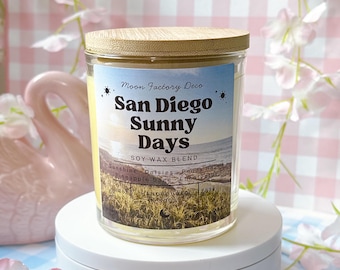 San Diego Sunny Days Soy Candle | Pineapple Sage Eucalyptus | Summer Beach Scent | Spa Candle