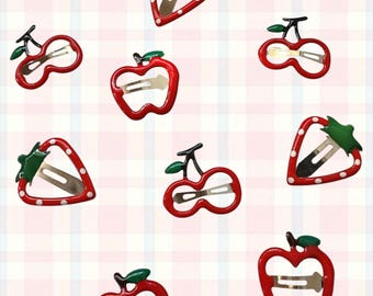 Fruit hairclips y2k hair accessories strawberry apple cherry clips frutiger aero cutecore kawaii hair clips
