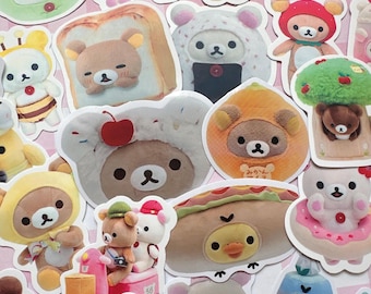 Kuma heisei retro junk journal stickers rilakk mystery aesthetic kawaii sticker pack of 10 for Journaling, Planners, Scrapbooking
