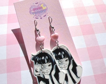 Horror manga tomi anime earrings y2k grunge earrings