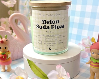 Melon Soda Float Scented Candle | Japanese Soda Candle | Honeydew Melon Fragrance | Anime Gift | Kawaii Home Decor | otaku gift