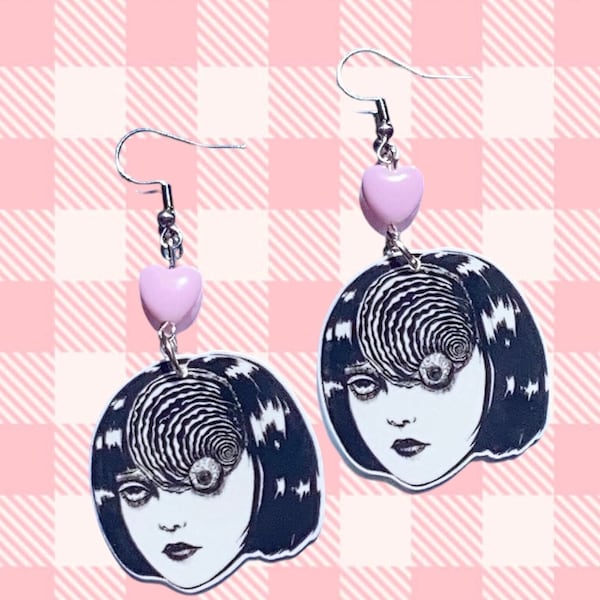 Horror manga anime earrings kawaii earrings spooky earrings pastel goth dangle otaku gift