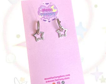 Y2k silver star huggie hoop earrings grunge jewelry coquette earrings cute gifts for her
