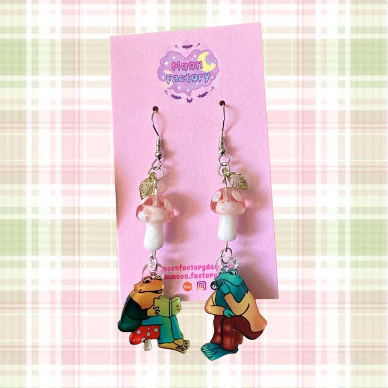 Toad and Frog earrings cottagecore jewelry kawaii dangle earrings image 3