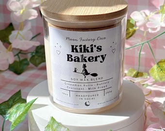 Kiki’s Bakery soy candle - Anime inspired bakery scent - cinnamon roll milk bread scent - anime gift - kawaii gifts for her - kawaii candle