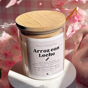 Arroz con Leche-ljus - mysigt dessertljus - krämigt kanel-vanilj-dessertljus med soja - söta presenter till henne