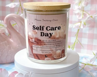 Self Care Day Soy Candle | Bubble Bath Scent | Cozy Spa Candle | Relaxing Gift For Her | clean girl aesthetic