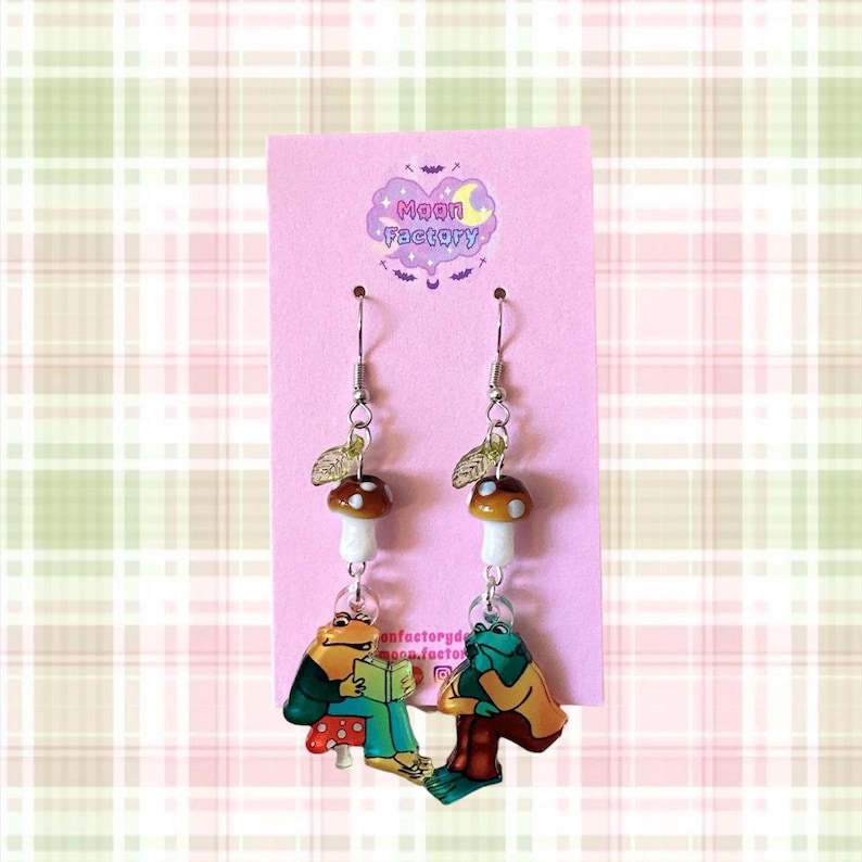 Toad and Frog earrings cottagecore jewelry kawaii dangle earrings image 2
