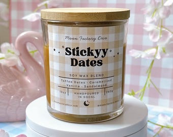 Toffee Dates Soy Candle | Sticky Date Dessert Candle | Cozy Gourmand Scent | Vanilla Toffee | Hand Poured