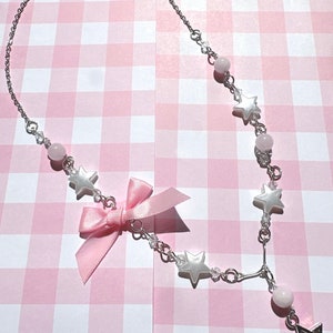 Collar de lazo coqueto, collar de cuentas Y2K, estilo bailarina de moda coqueta