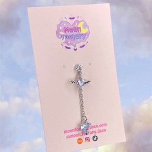Coquette earrings angel dangle drop dainty earrings 2000s aesthetic y2k jewelry kawaii earrings cartilage tragus helix