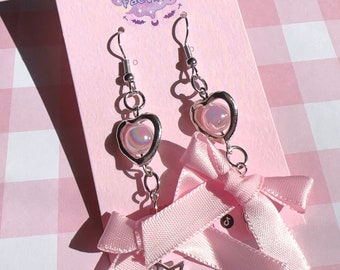 Pendientes de lazo coqueto, pendientes de estrella kawaii, joyería Y2K