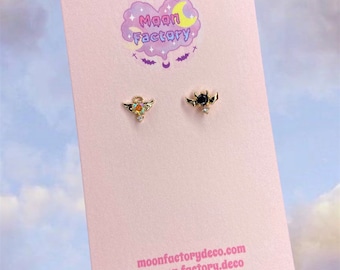 Dainty earrings angel and devil stud earrings minimalist jewelry y2k 2000s aesthetic tiny studs kawaii earrings cartilage tragus helix