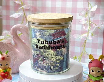 Witches’ Bathhouse candle - ghibli inspired soy candle - hinoki incense green tea scent - anime gift - kawaii candle - anime decor