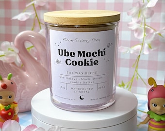 Ube Mochi Cookie Soy Candle | Sweet Ube Dessert Scent | Cute Kawaii Candle | heisei retro decor | Hand Poured Bakery Candle |