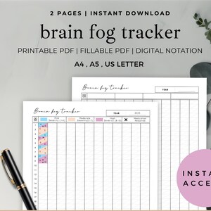Brain Fog Tracker Twice Daily, Symptom Log for Mental Clarity, Printable Health Tracker for Chronic Illness, Fatigue, and Invisible Illness