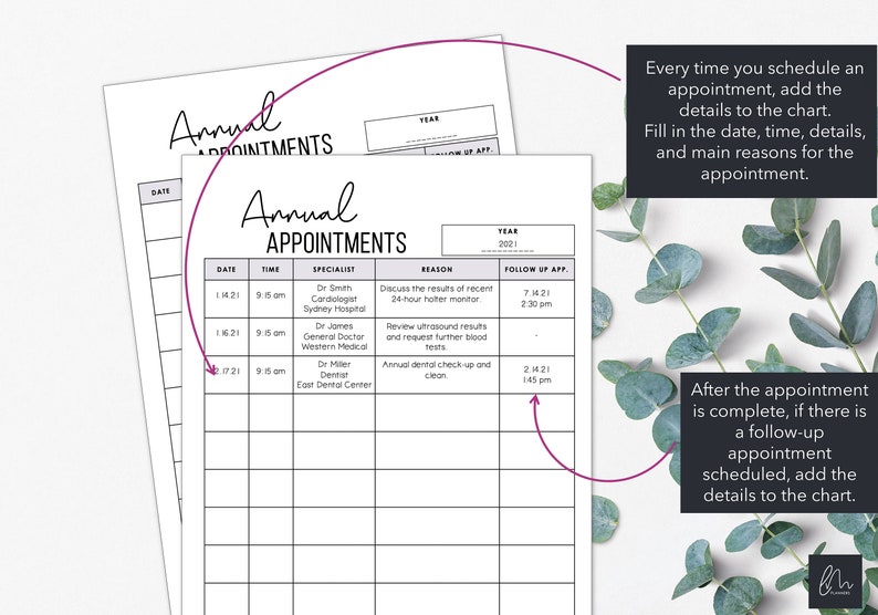 Annual Appointments Printable Manage Medical Appointments Etsy Australia