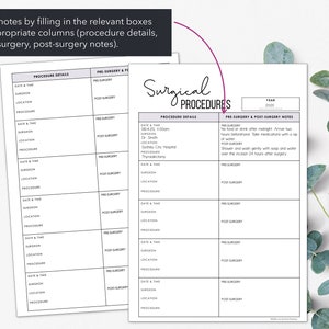 Surgeon Chart Notes Examples Surgical Procedure Printable | Surgical History Printable to Chart ...