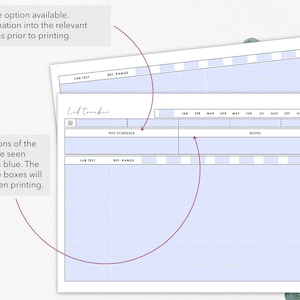 Druckbare und befüllbare medizinische Labor Testergebnisse tracker Druckbare Tabelle zur Kontrolle der Bluttestergebnisse Sofort Download Bild 4