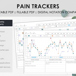 Printable and Fillable Monthly Pain Tracker | Track Daily Chronic Pain Severity | Instant Download