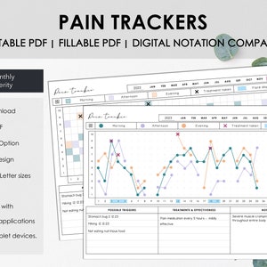 Printable and Fillable Monthly Pain Tracker | Track Daily Chronic Pain Severity | Instant Download