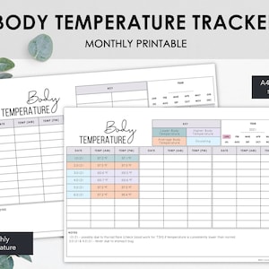 Monthly Body Temperature Tracker | Printable Basal Body Temperature Chart | Instant Download