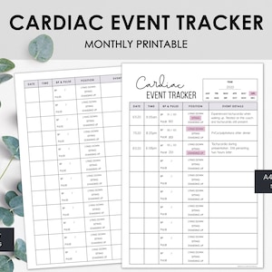 Afdrukbare cardiale gebeurtenistracker | Hartgebeurtenislogboek | Dysautonomielogboek | Logboek orthostatische tachycardiesyndroom | Direct downloaden