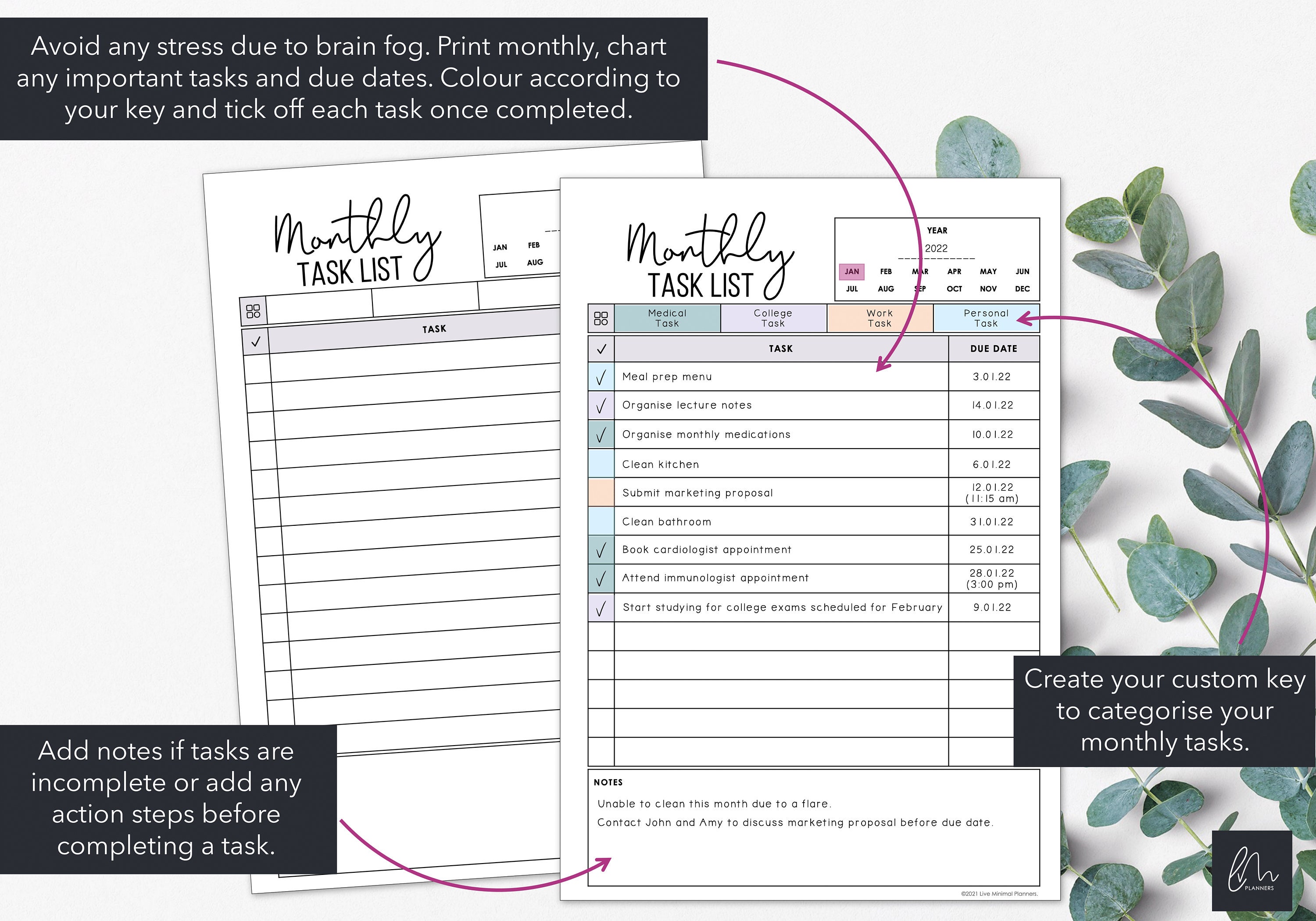 Printable Monthly Task List | Track Monthly Tasks & Productivity ...