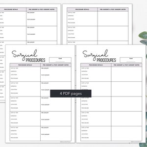 Surgeon Chart Notes Examples Surgical Procedure Printable | Surgical History Printable to Chart ...