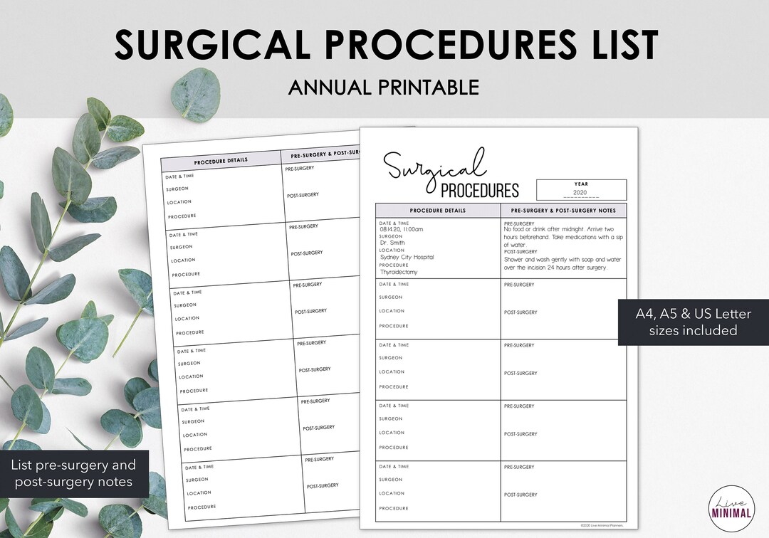 surgical-procedure-printable-surgical-history-printable-to-chart-historical-and-future-medical-operations-instant-download-etsy