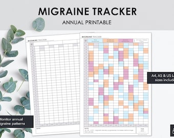 Annual Chronic Migraine Tracker Printable | Track Yearly Chronic Migraines & Severity | Instant Download