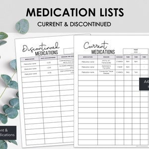 Afdrukbare medicatielijst | Huidige en stopgezette medicatie-informatie beheren | Medisch bindmiddel | Direct downloaden