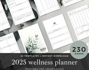 2025 Wellness Planner or Chronic Illness Planner, A Complete Symptom Tracker and Health Journal for Managing Wellness and Medication Logs