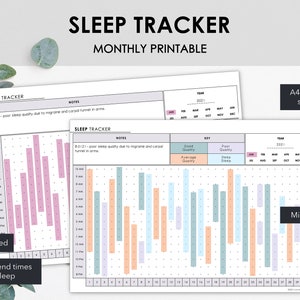 Printable Monthly Sleep Tracker | Chart Start & End Times for Nightly Sleep | Chart Daily Short Naps | Minimalist Design | Instant Download