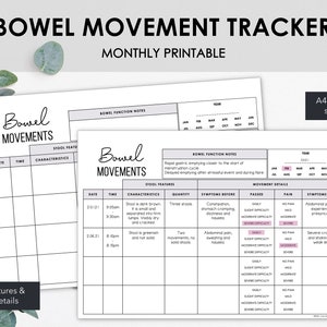 Bowel Movement Tracker | Movement Events Features & Symptoms | Monthly Chronic Constipation IBS or Gastroparesis Tracker | Instant Download