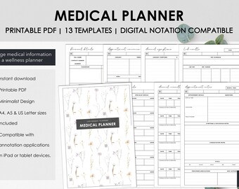 Wellness Planner for Chronic Illness Medical Binder, Manage Medical Procedures Appointments Expenses Symptoms, Pink Floral Cover