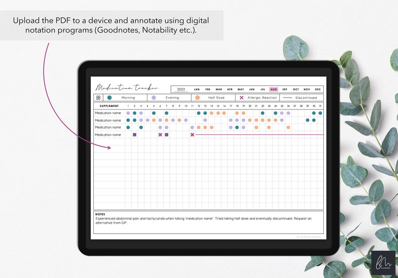 Printable and Fillable Monthly Medication Tracker Chart Monthly Medication Intake Instant Download image 5