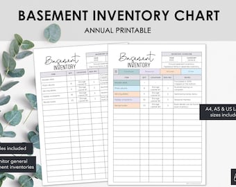 Basement Inventory Charts | List Basement Related Items in a Printable Household Inventory Tracker | Instant Download